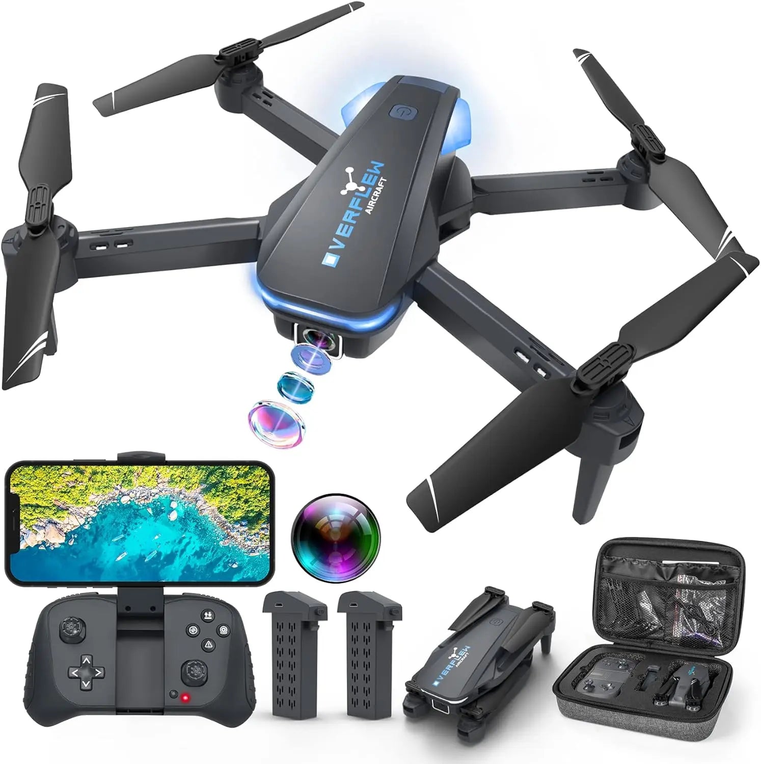 Drone with Camera-1080P HD FPV, Foldable Remote Control Quadcopter with Voice Control, Remote Control Toys for Adult Gifts, Altitude Hold, One Key Take Off,3D Flip