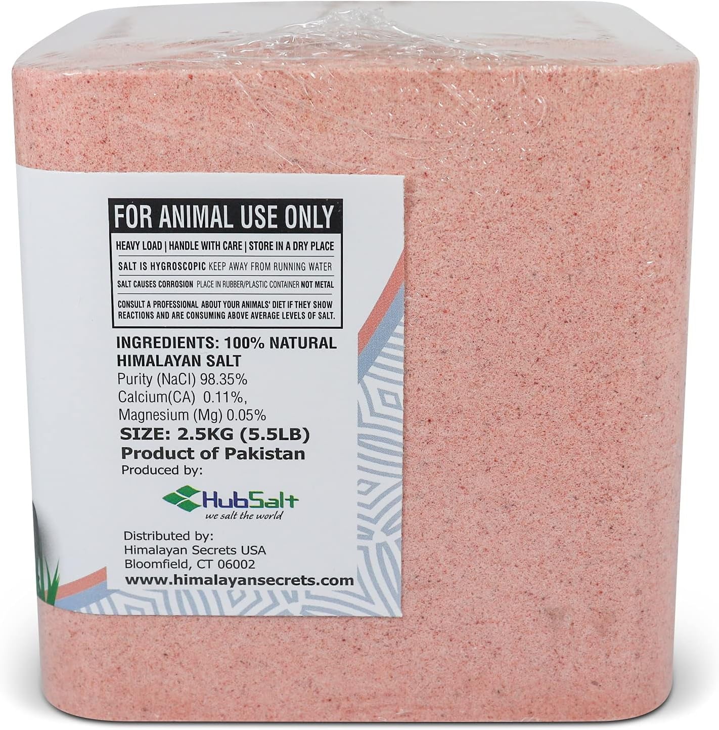 Compressed Pink Salt Lick for Livestock and Wildlife Animals, Pure & Natural Feed Salt Block, Minerals & Trace Elements, No Additives, 5.5LB (2.5KG)