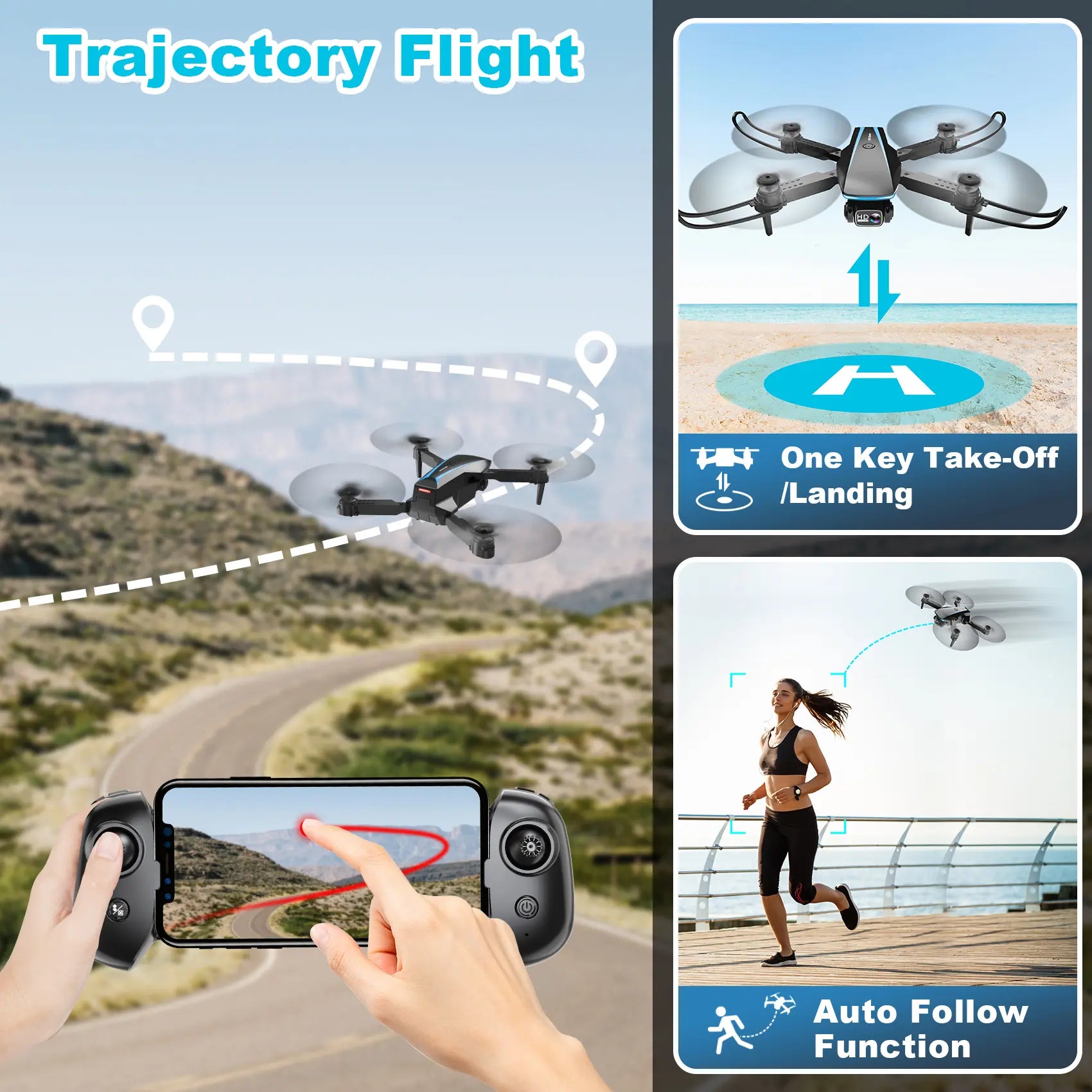 2025 Mini Drone Aerial with Camera - Drones for Kids Adults, 1080P HD Foldable Professional Drone with Stable Hover, Trajectory Flight, Gravity Control, 90° Adjustable Lens, One Key Take Off/Land, 3D Flip