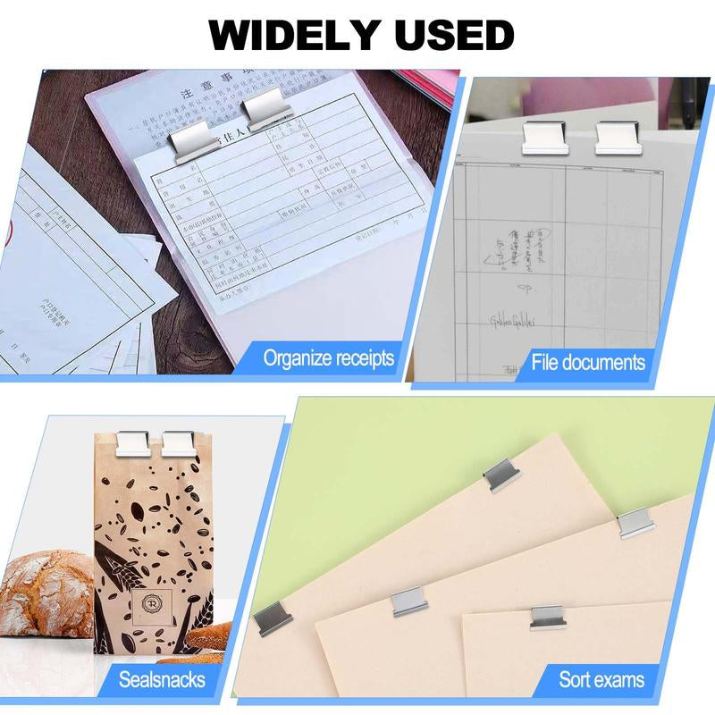 2 Pcs Portable Binder Clip Stapler, with 100 Pcs Small Binder Clips, Non-Destructive Paper Clam Dispenser for Office, Home, School