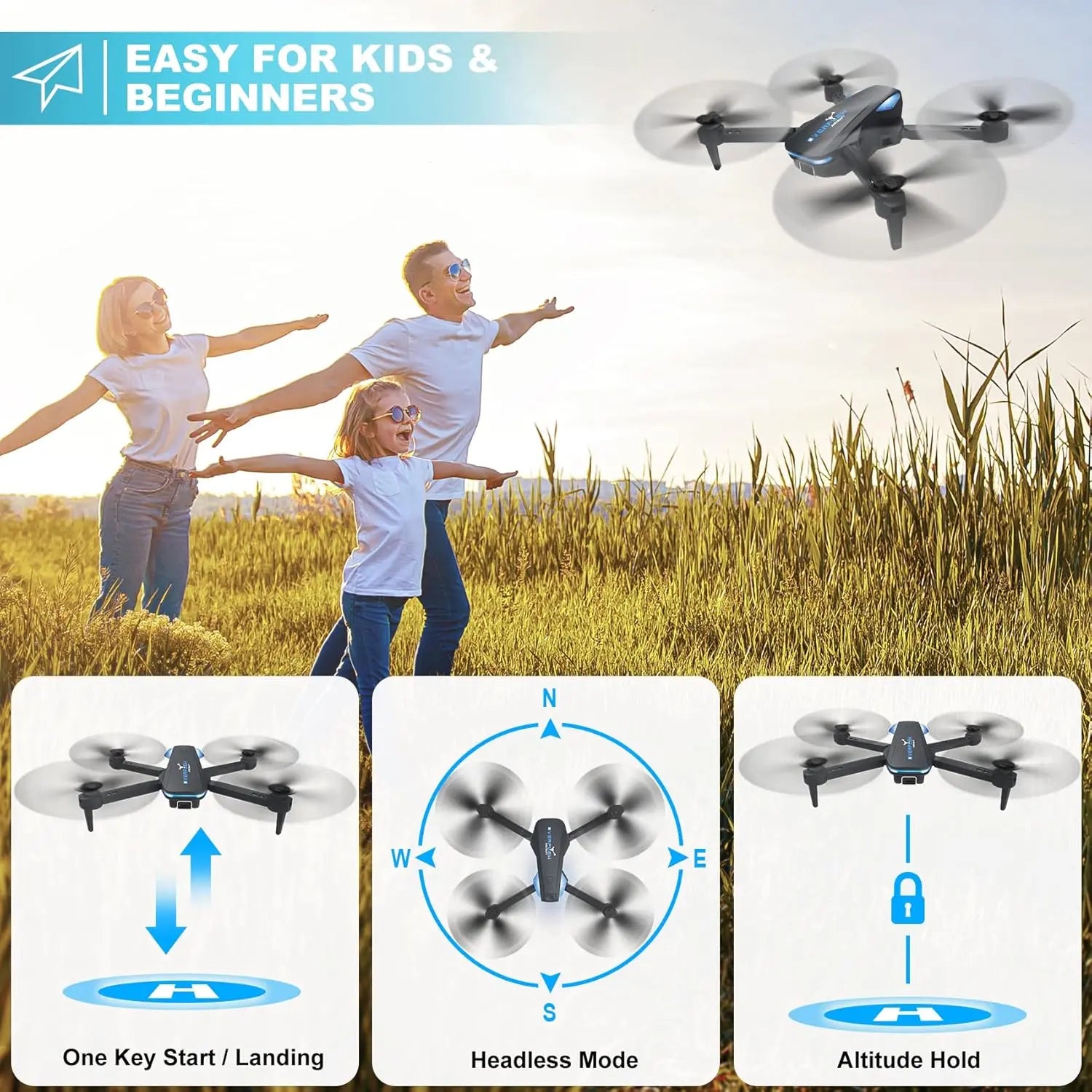 Drone with Camera-1080P HD FPV, Foldable Remote Control Quadcopter with Voice Control, Remote Control Toys for Adult Gifts, Altitude Hold, One Key Take Off,3D Flip