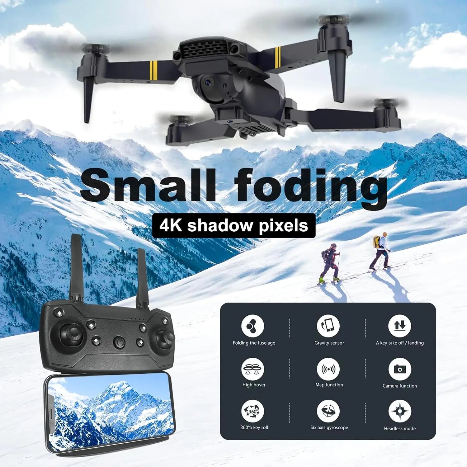 Foldable Drone with Camera for Adults/Kids Foldable RC Quadcopter Drone with 1080P HD Camera Wifi FPV Live Video, Altitude Hold, One Key Take Off/Landing, 3D Flip, APP Control, Beginner, Black