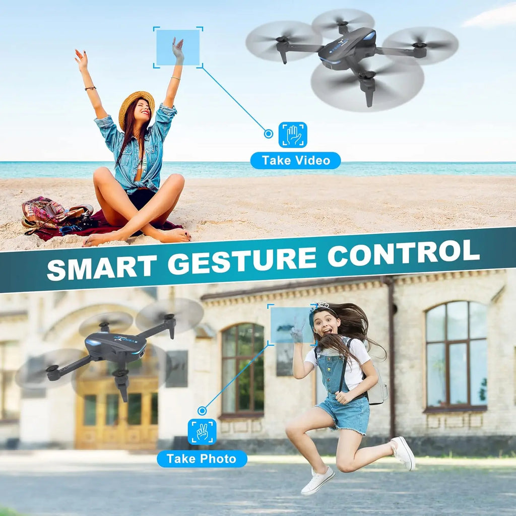 Foldable Drone with 1080P HD Camera – Voice & Gesture Control, Altitude Hold, 3D Flips, 2 Batteries – Perfect for Beginners & Adults