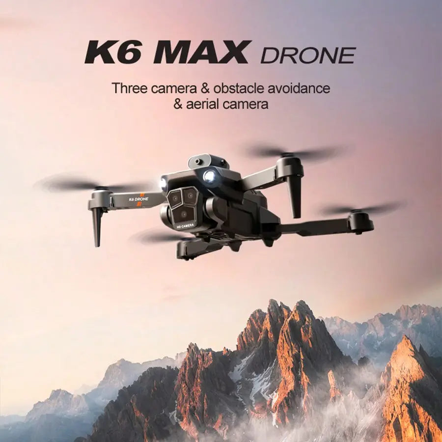 K6 Max Foldable Five Camera Drone for Beginners - Customized Routes, One Key Take off and Landing, Suitable for Christmas Gifts for Men Vlogging Kit Navigation Obstacle Avoidance