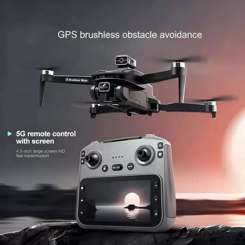 4.5" Screen GPS Return Dual Cameras Foldable Design 2 Batteries Brushless Motor Stable Flight Modern Design
