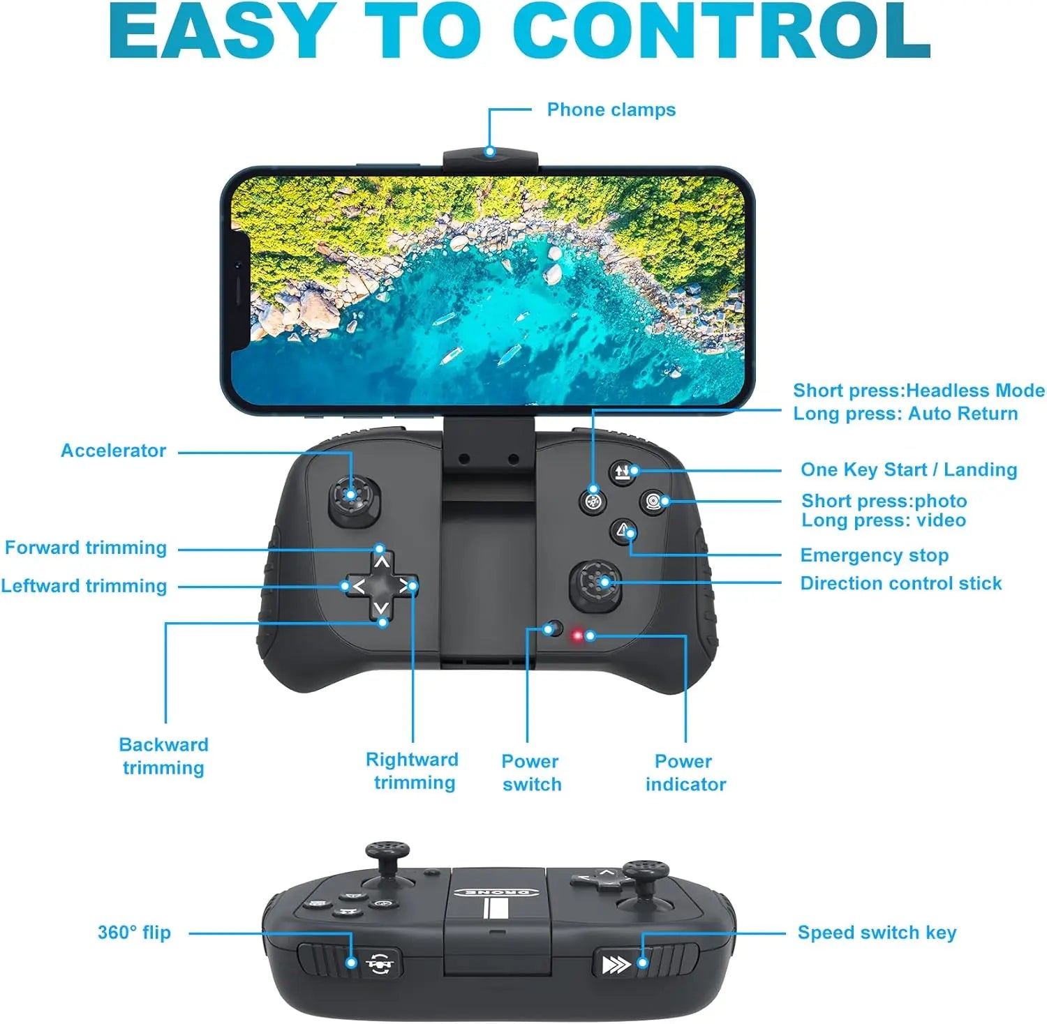 Drone with Camera-1080P HD FPV, Foldable Remote Control Quadcopter with Voice Control, Remote Control Toys for Adult Gifts, Altitude Hold, One Key Take Off,3D Flip
