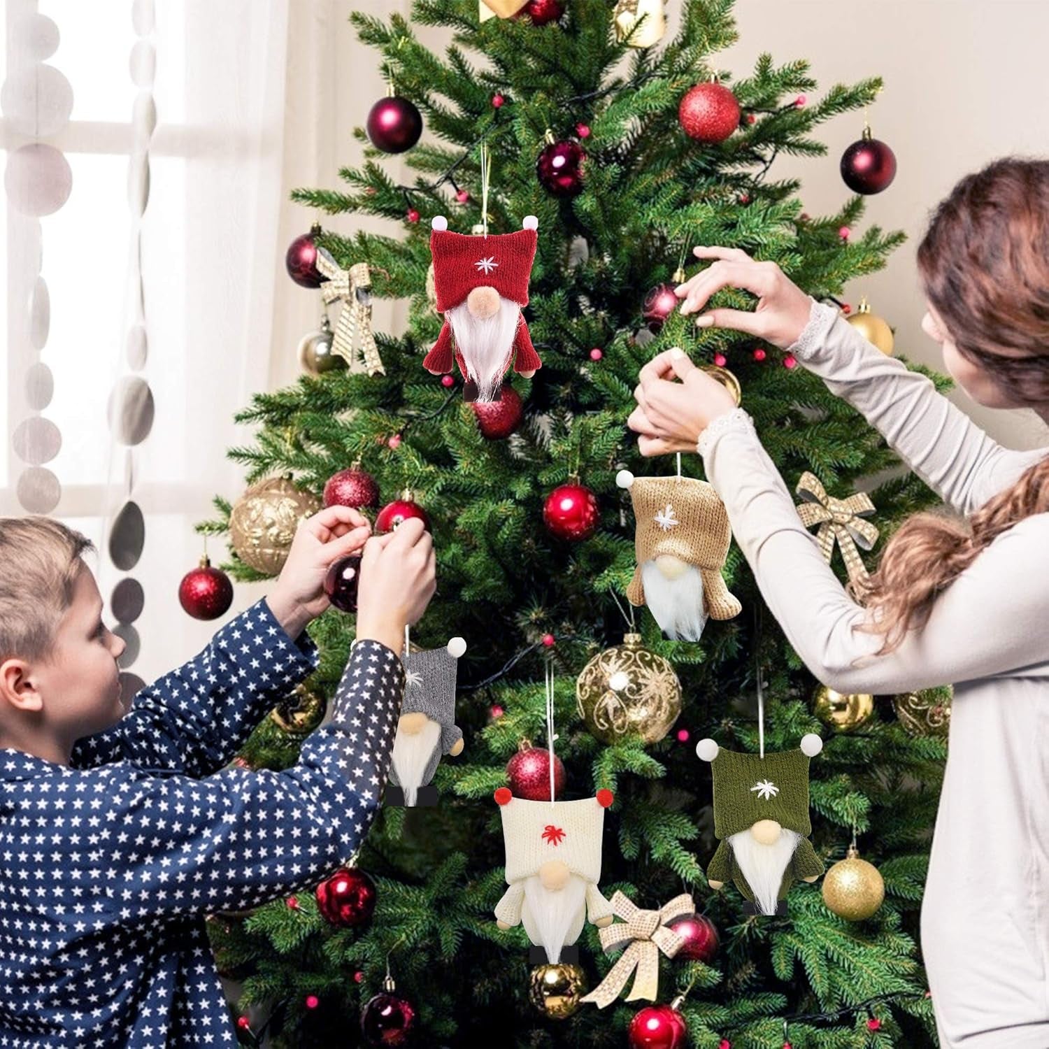 Christmas Decorations, Christmas Decor, Gnome Christmas Decorations Set of 5, Hanging Gnome for Christmas Tree Decorations, Christmas Decorations Indoor