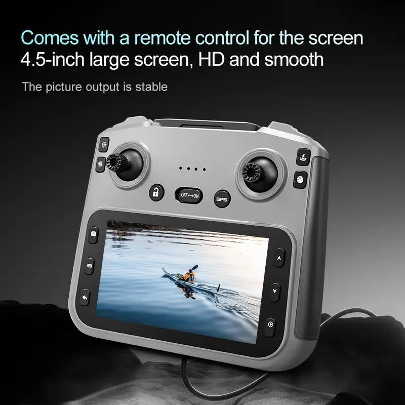 4.5" Screen GPS Return Dual Cameras Foldable Design 2 Batteries Brushless Motor Stable Flight Modern Design