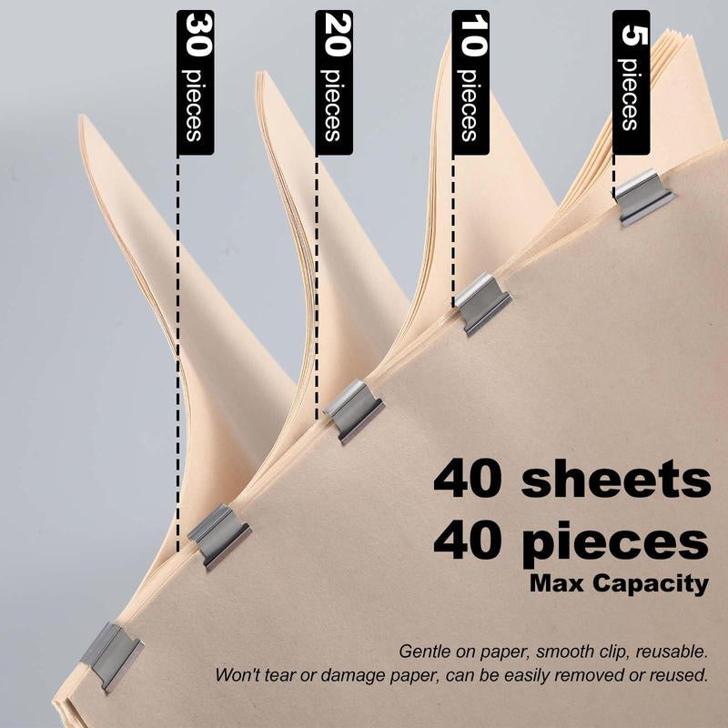 2 Pcs Portable Binder Clip Stapler, with 100 Pcs Small Binder Clips, Non-Destructive Paper Clam Dispenser for Office, Home, School