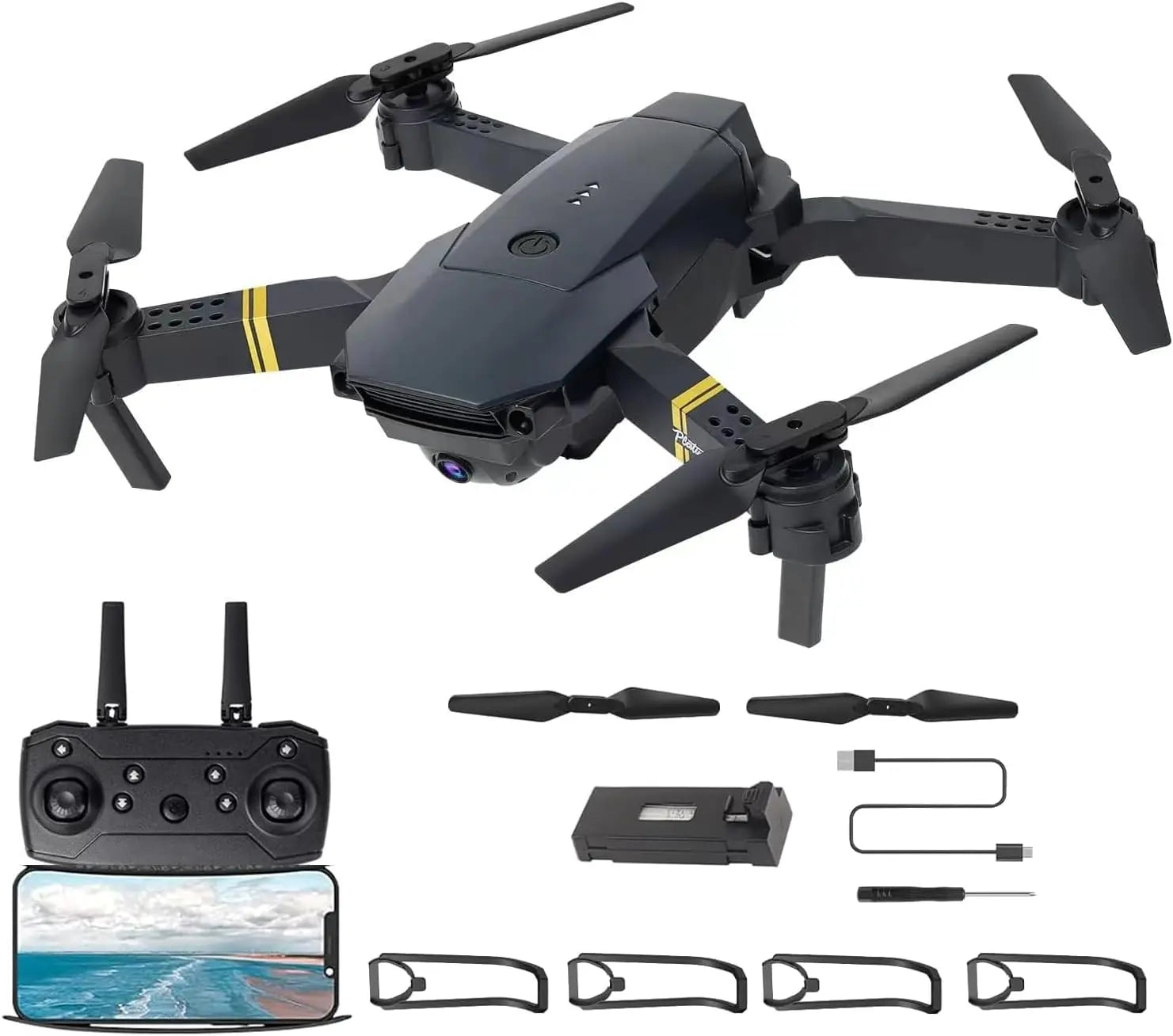 Foldable Drone with Camera for Adults/Kids Foldable RC Quadcopter Drone with 1080P HD Camera Wifi FPV Live Video, Altitude Hold, One Key Take Off/Landing, 3D Flip, APP Control, Beginner, Black
