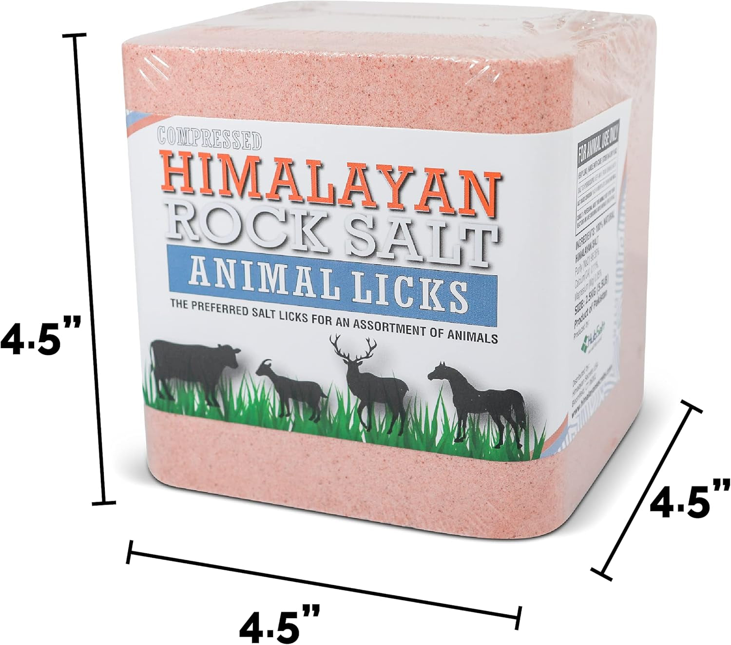 Compressed Pink Salt Lick for Livestock and Wildlife Animals, Pure & Natural Feed Salt Block, Minerals & Trace Elements, No Additives, 5.5LB (2.5KG)