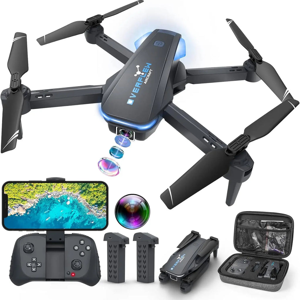 Foldable Drone with 1080P HD Camera – Voice & Gesture Control, Altitude Hold, 3D Flips, 2 Batteries – Perfect for Beginners & Adults