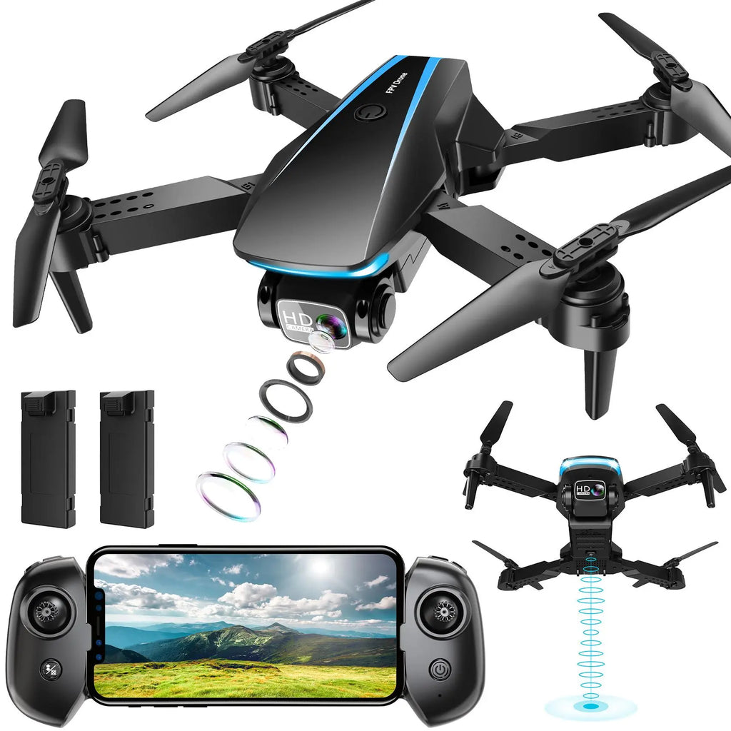 Foldable Drone with 1080P HD Camera – Voice & Gesture Control, Altitude Hold, 3D Flips, 2 Batteries – Perfect for Beginners & Adults